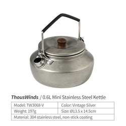 ThousWinds 0.6L Mini Stainless Steel Kettle